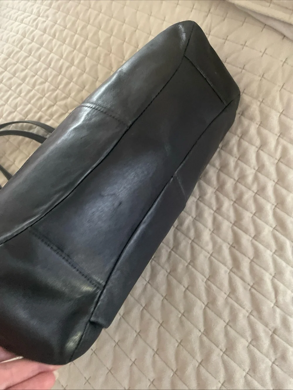 Coach Black Leather Shoulder Bag with Silver Hardware